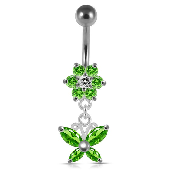 Fancy Tiny Turtle Design 925 Sterling Silver with Stainless Steel Belly Button Navel Rings 